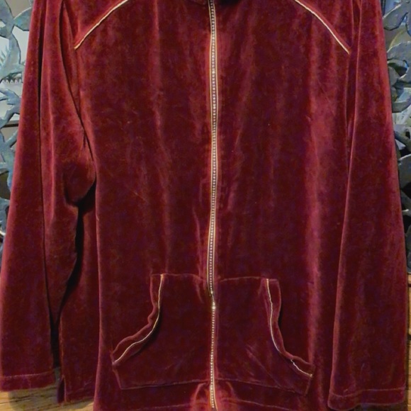 Quacker Factory Velour Track Jacket Rhinestone - Picture 7 of 7